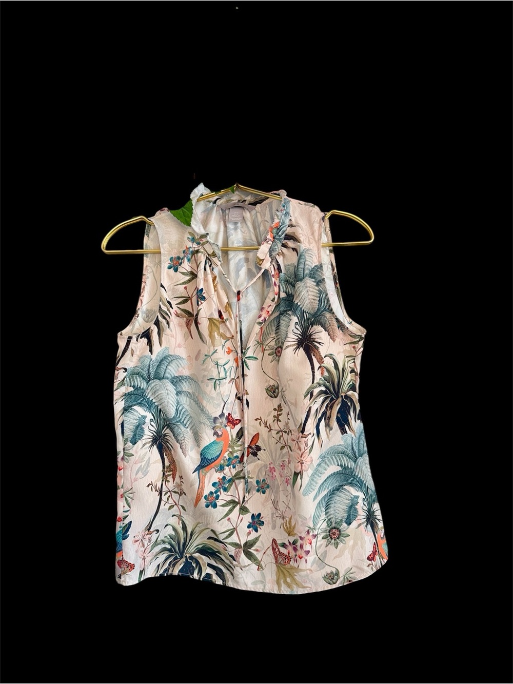 H&M Tropical Palm Print Camisole - Cream with Teal & Coral Accents - Picture 3 of 7